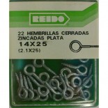 Kit 22 Hembrillas Cerradas Zincadas Plata  14x25